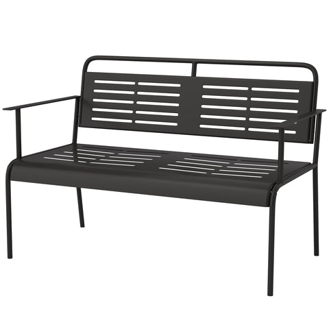 Rootz 2-Seater Garden Bench - Weatherproof Furniture - Water-Repellent Outdoor Bench - Comfort Seating - 121 x 64 x 84cm, Black