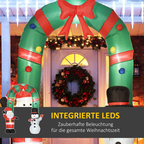 Rootz Inflatable Archway with Santa Claus and Snowman - Christmas Decoration - Holiday Inflatable - LED Lighting - Quick Setup - Space-Saving Storage - 198cm x 80cm x 245cm