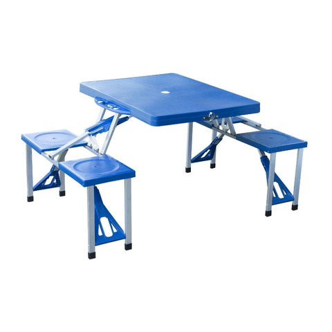 Rootz Aluminum Camping Table Set - Picnic Bench Seating Group - Foldable Garden Table - Quick Setup - Lightweight - Durable Construction - 135.5cm x 84.5cm x 66cm