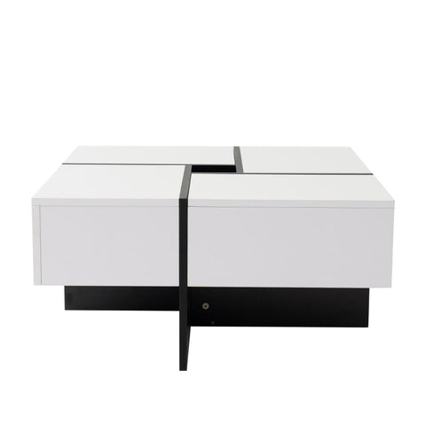 Rootz High-Gloss Coffee Table - Living Room Table - Center Table - Durable Design - 70cm x 70cm x 35cm