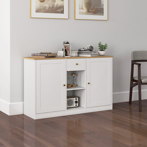 Rootz Kitchen Chest of Drawers - Sideboard Storage Unit - White Cabinet - Ample Storage - 120cm x 35cm x 75.2cm