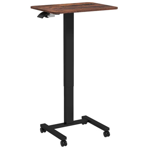 Rootz Standing Desk - Laptop Table - Height Adjustable - 4 Wheels - Brown + Black - 65 cm x 48 cm x 108 cm