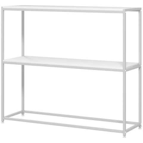 Rootz Console Table - Entryway Table - Hallway Table - Modern Design - 100 x 30 x 87 cm White - Steel with 2 Shelves for Stylish Storage