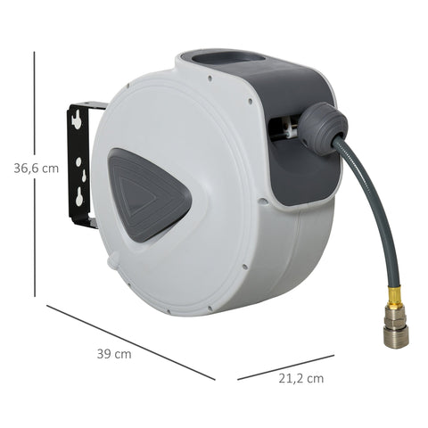 Rootz Automatic Compressed Air Hose Reel - Retractable Hose - Tangle-Free Reel - Enhances Safety - 39cm x 21.2cm x 36.6cm