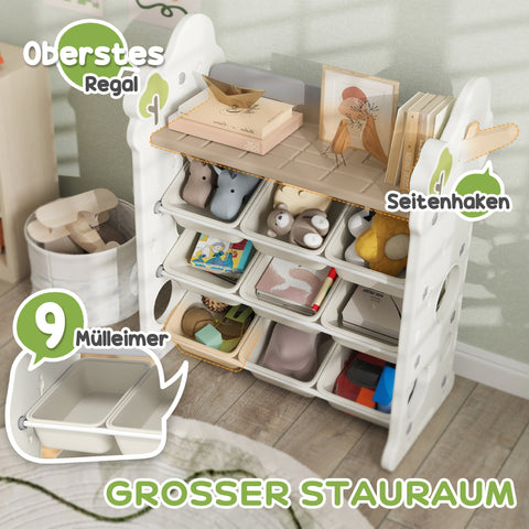 Rootz Children's 9 Bin Toy Storage Rack - Kids Organizer - Nursery Shelf - Promotes Organizational Skills - 77L x 42W x 94H cm