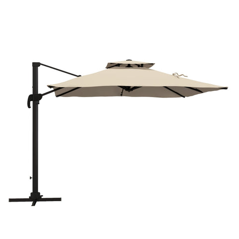 Rootz Cantilever Parasol - Garden Umbrella - Patio Shade - 360° Rotation - 2.94m x 2.94m x 2.7m - Aluminum Stability