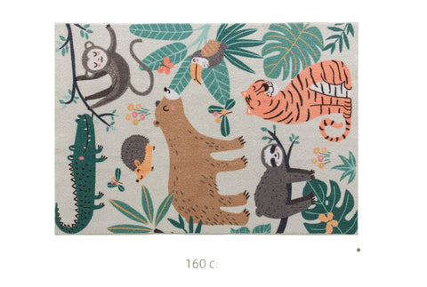 Rootz Fleece Carpet Jungle Pattern - Area Rug - Soft Sherpa - Easy Care - 160cm x 120cm x 0.7cm