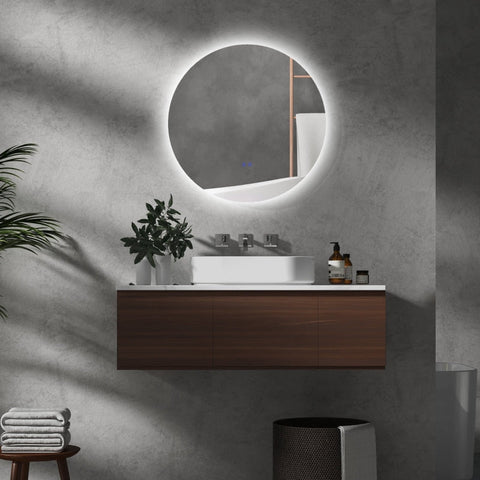 Rootz Round LED Bathroom Mirror - Wall Mirror - Backlit Mirror - Adjustable Brightness - Anti-Fog - Touch Switch - 70cm x 70cm x 3.5cm