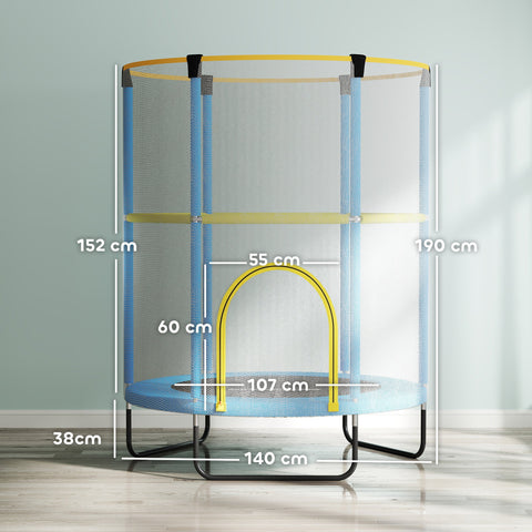 Rootz Children's Trampoline - Safety Net - Non-slip Legs - Zipper Access - Ø140 x 190H cm