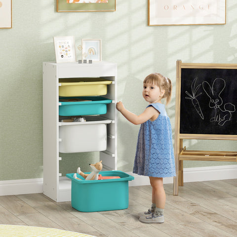 Rootz Children's Storage Cabinet - Toy Organizer - Kids Storage Solutions - Anti-Tip Safety - 40.8L x 30W x 90.3H cm, White & Green