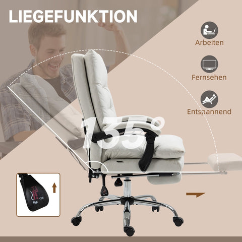 Rootz Massage Office Chair - Swivel Chair - Executive Chair - Lumbar Heat - 65cm x 72cm x 109-117cm