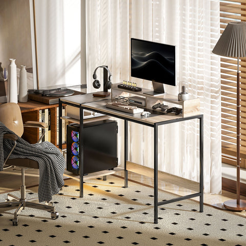 Rootz Computer Table Desk - Study Desk - Home Office Desk - Adjustable Shelves - 120cm x 48cm x 85.5cm