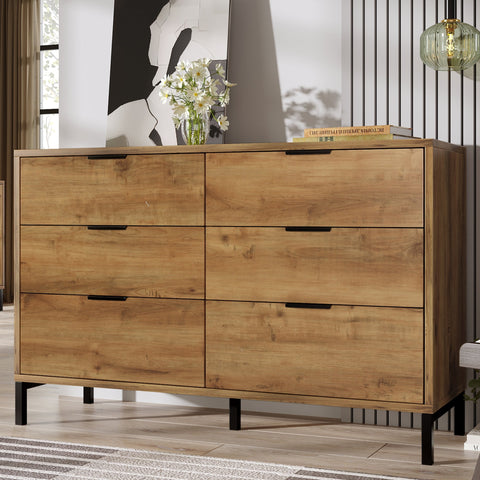 Rootz 6 Drawer Chest - Storage Cabinet - Dresser - Spacious Storage - 120x40x76 cm