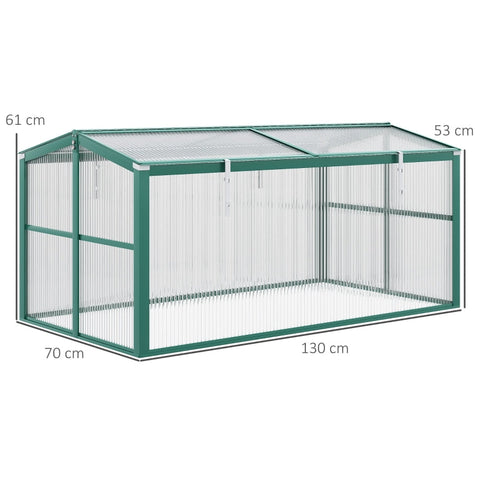 Rootz All-Season Greenhouse - Cold Frame - Gardening Shelter - Adjustable Roof Windows - Maximum Light Transmission - Rust-Proof Aluminum Frame - 130cm x 70cm x 61cm