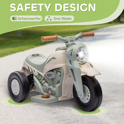 Rootz 6V Cream White Children's Electric Motorcycle - Kids Ride-On Bike - Toddler Motorbike - Music & Bubbles Fun - 80cm x 36cm x 43.5cm