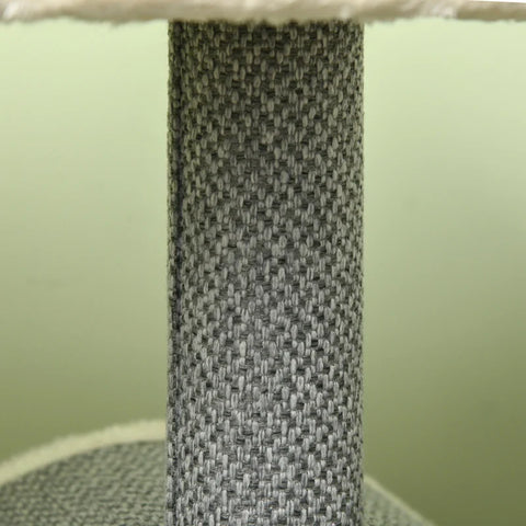 Rootz Cat Scratching Post - 1 Cat Cave - 2 Lying Surfaces - Chipboard - Plush - Imitation Linen - Gray + Natural - 60 cm x 40 cm x 104 cm