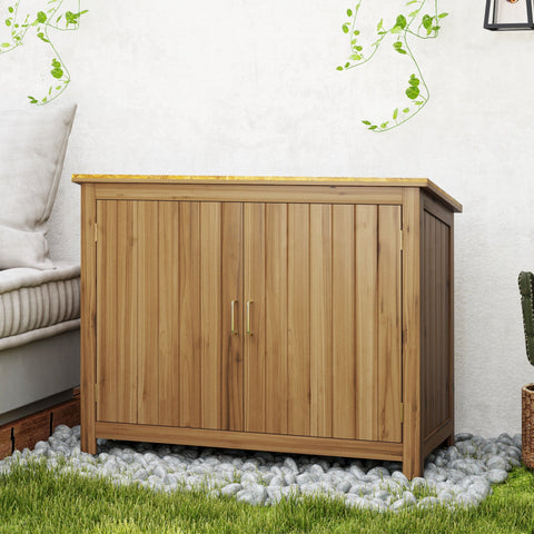 Rootz Wooden Garden Cabinet - Storage Chest - Tool Organizer - Weatherproof Design - 110cm x 50cm x 85cm