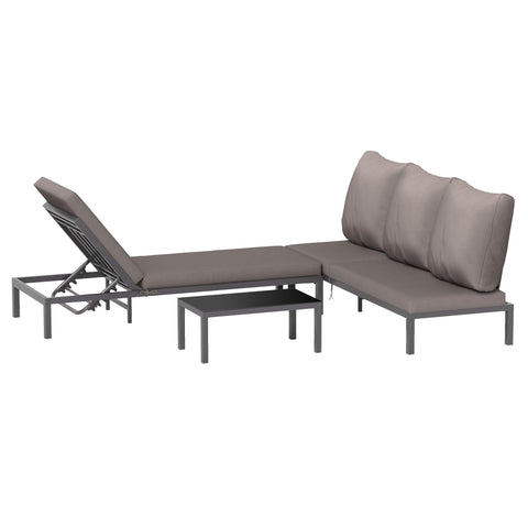 Rootz Modular Garden Furniture Set - Sun Loungers - Patio Set - UV Resistant - 180cm x 64cm x 83cm - Coffee Table 90cm x 50cm x 37cm