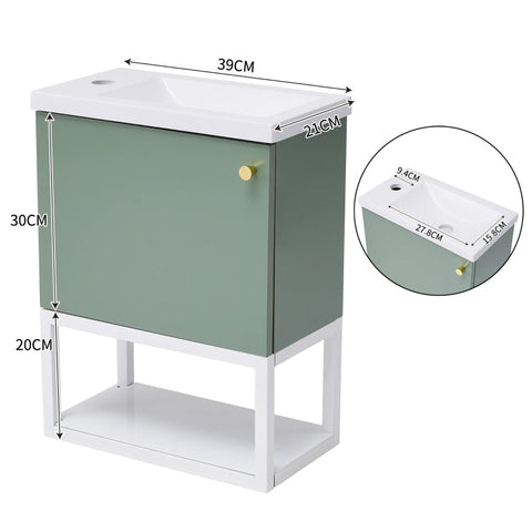 Rootz Bathroom Furniture Set - Vanity Unit - Sink Combo - Space Saving - 39L x 21W x 50H cm