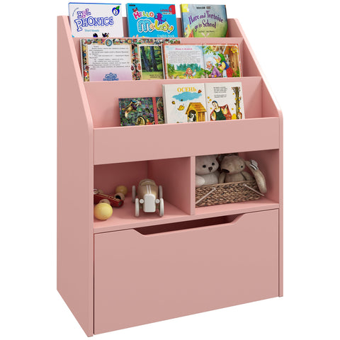 Rootz Bookcase with Shelves - Storage Cabinet - Wooden Drawers - Versatile Design - 60L x 29.9W x 90H cm - Pink