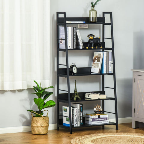 Rootz Bookcase Shelf - Industrial Storage - 5 Level Shelving Unit - Optimizes Space - 70L x 35B x 149.5H cm - Black