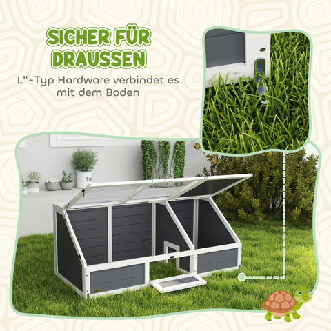 Rootz Turtle Box Outdoor Enclosure - Turtle House - Reptile Habitat - Easy Access - 120x55x20/50cm