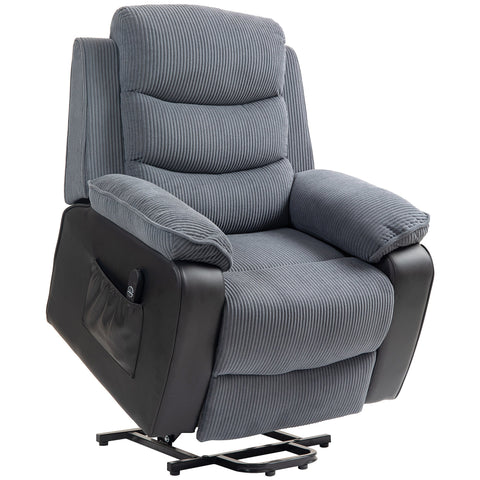 Rootz Riser Recliner Chair - Stand-Up Chair - Electric TV Chair - Remote Control - 96cm x 96cm x 108cm - Grey Corduroy Cover