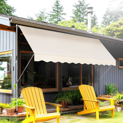 Rootz Manual Extendable Awning - Sun Sail - Terrace Awning - UV Protection - 400cm x 120cm x 170-280cm