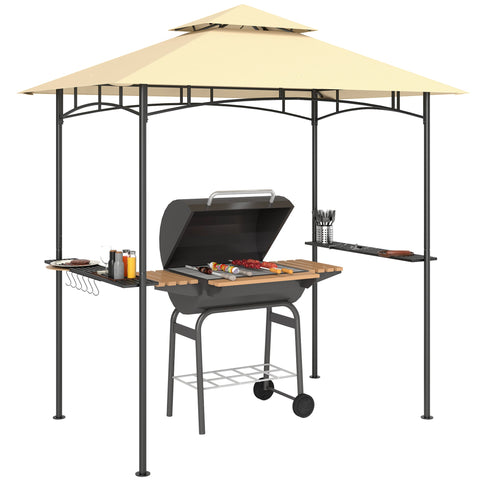 Rootz Grill Pavilion with LED - Garden Gazebo - BBQ Shelter - Water-Repellent & Flame-Retardant - 240 x 150 x 258 cm