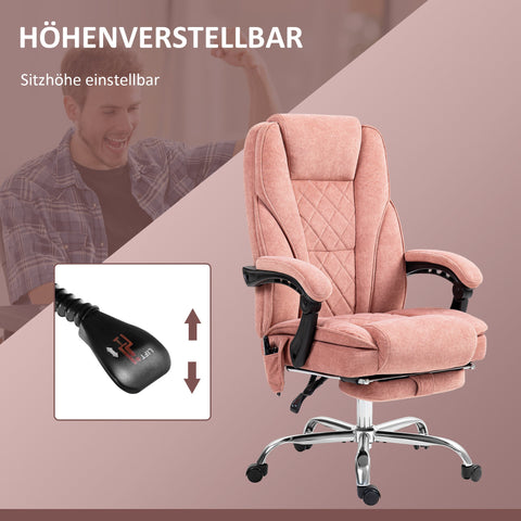 Rootz Massage Office Chair - Ergonomic Desk Chair - Pink Rolling Chair - Massage & Comfort - 67cm x 72cm x 111-119cm