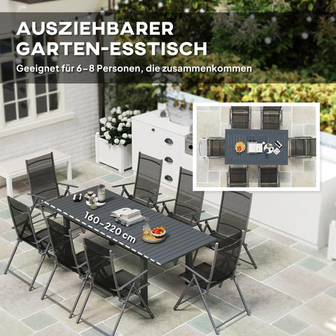 Rootz Garden Table - Outdoor Table - Extendable Table - Weatherproof Design - 160/220L x 90W x 73H cm