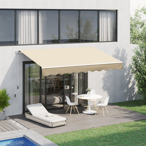 Rootz Manually Extendable Awning - Retractable Sunshade - UV Protection Cover - Aluminum Frame for Terrace - 295cm x 245cm