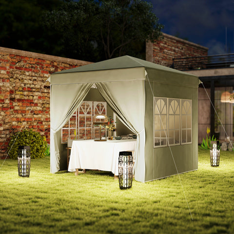 Rootz Pop Up Gazebo Tent - Garden Pavilion - Foldable Canopy - UPF50+ UV Protection - 248L x 248W x 270H cm - Green