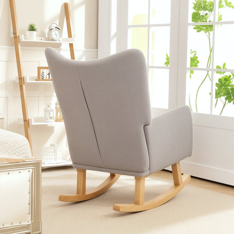 Rootz Rocking Chair - Retro Design Armchair - Upholstered Armchair - Ergonomic Comfort - 72cm x 97cm x 100cm - Grey
