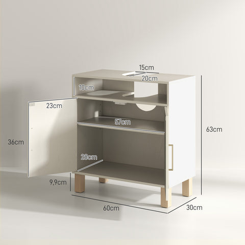 Rootz Bathroom Unit Wash Basin Cabinet - 2 Door Bathroom Storage - Adjustable Shelves - Moisture Resistant - 60x30x63 cm