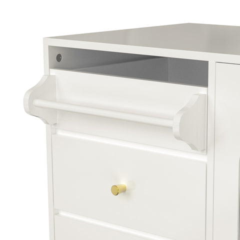 Rootz White Sideboard - Multifunctional Storage Cabinet - Dining Room Cupboard - Anti-Tipping Design - 120cm x 40cm x 75.5cm
