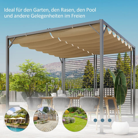 Rootz Gazebo Pergola - Outdoor Pavilion - Party Tent - UV & Water Resistant - Adjustable Shade - Robust Metal Frame - 300cm x 280cm x 238cm