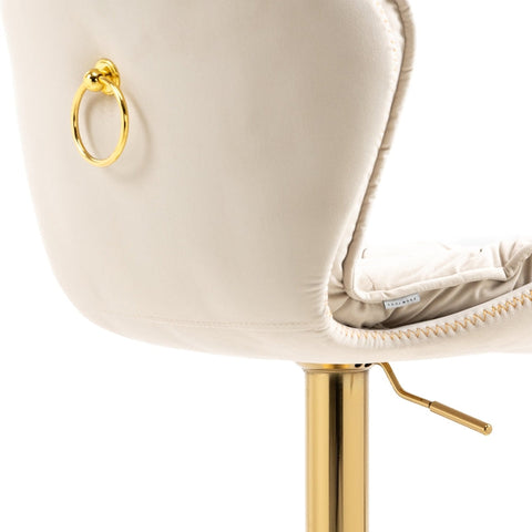 Rootz Swivel Bar Stools - Adjustable Bar Chairs - Velvet Counter Stools - Ergonomic Comfort - 55cm x 46cm x 92-112cm