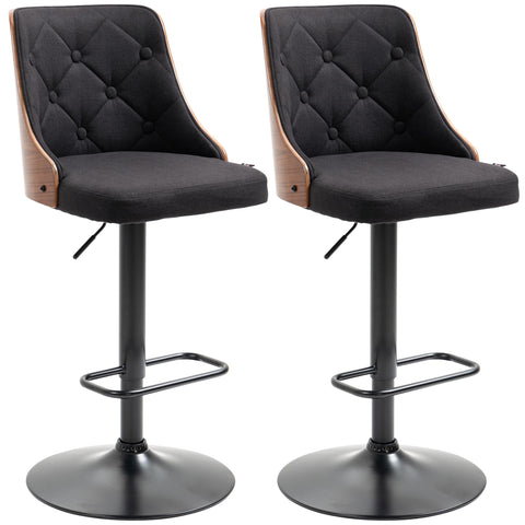 Rootz Set of 2 Adjustable Bar Stools - Swivel Chairs - Counter Stools - Comfort Seating - 48L x 53W x 92.5-113H cm