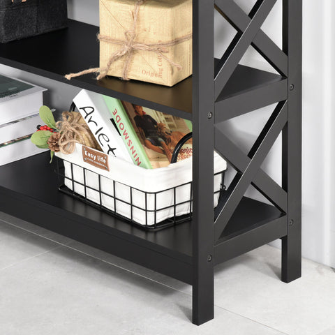Rootz Drapier Console Table - Entrance Table - Neo-Retro Furniture - Ample Storage - 100L x 30.5B x 80H cm MDF Black