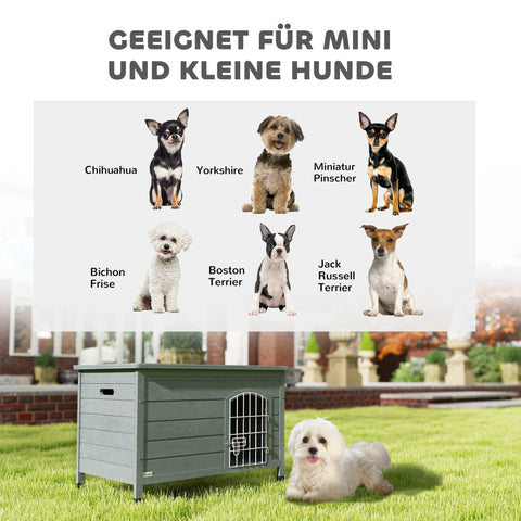 Rootz Dog House – Pet Hut – Dog Box – Fir Wood, Easy Cleaning – 80cm x 55cm x 53.5cm