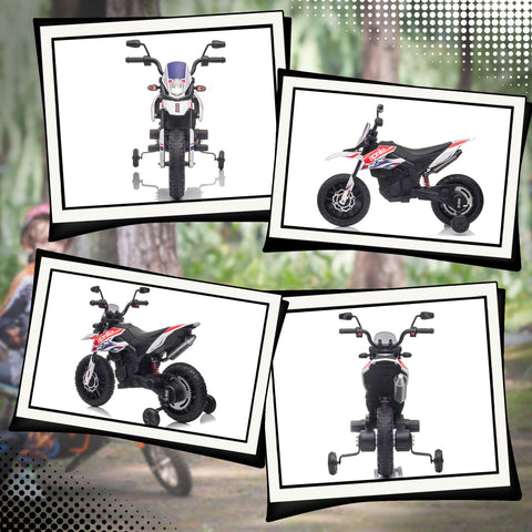 Rootz 12V Kids Motorcycle with Training Wheels - Electric Bike - Ride-On Toys - Smooth Ride - 106.5cm x 56cm x 80cm