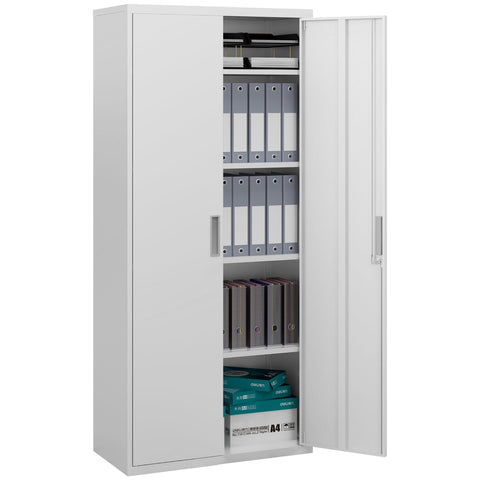 Rootz File Cabinet - Office Cabinet - Storage Shelves - Metal - Durable & Secure - 80b x 40t x 180H cm