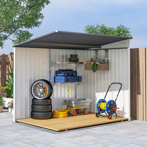 Rootz Metal Device House - Storage Shed - Equipment Shed - Ventilated Outdoor Storage - 154x206.5x181 cm