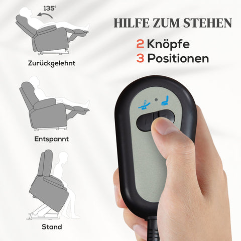 Rootz Electric Relax Chair - Massage Chair - Stand-Up Aid - Heat Functions - 97cm x 90cm x 102cm - Offers Comfort & Mobility