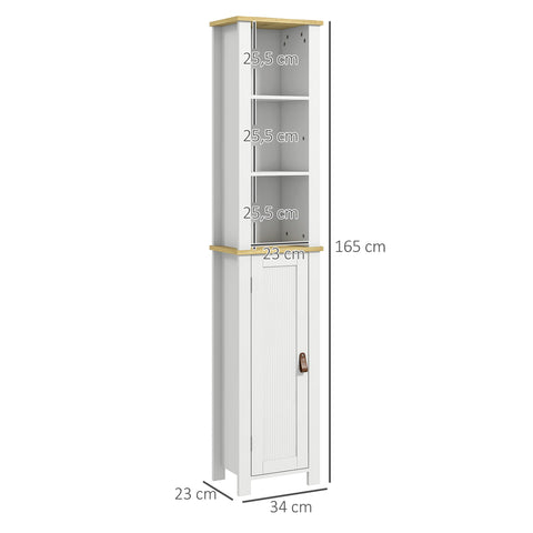 Rootz Bathroom Tank Cabinet - Storage Unit - Organizer - Adjustable Shelves - Modern Design - 34cm x 23cm x 165cm