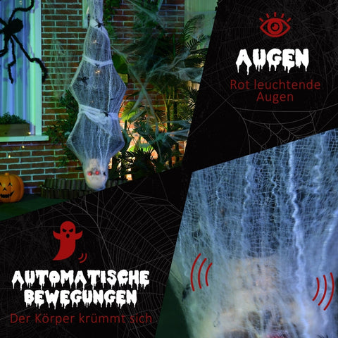 Rootz Halloween Mummy Decoration - Spooky Figure - Haunted Decor - Motion Sensor - LED Lights - Sound Effects - 44cm x 14cm x 170cm