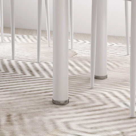 Rootz Dining Group - Dining Table With 4 Chairs - Modern Design - Glass Table - Faux Leather - White - 120cm x 60cm x 97cm