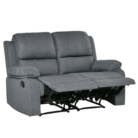 Rootz Dubbele Bank - Ligstoel - Fauteuil - Schuim met hoge dichtheid - Onafhankelijke rugleuningen - Zijbediening - Grijs polyester - L141,5 x B95 x H94,5 cm (zittend) / D157,5 x B141,5 x H75 cm (liggend)