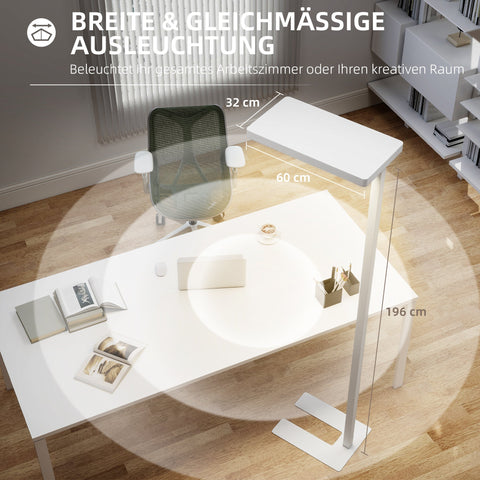 Rootz LED Floor Lamp - Eye-Friendly Lighting - Reading Light - Standing Lamp - Adjustable Brightness - Protects Eyes - 60x32x196cm - White